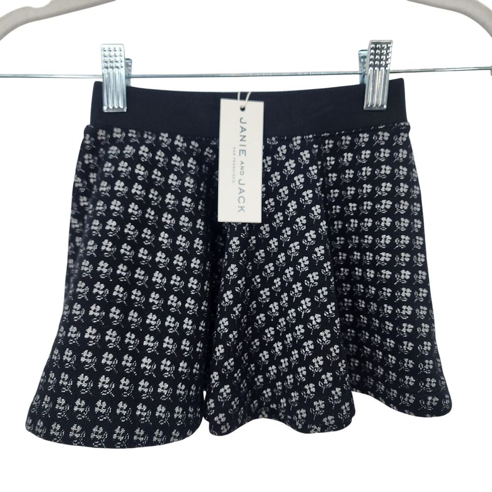 NWT New Janie And Jack Girls Toddler Pull On Black Metallic Floral Skirt 2T 2Y 2